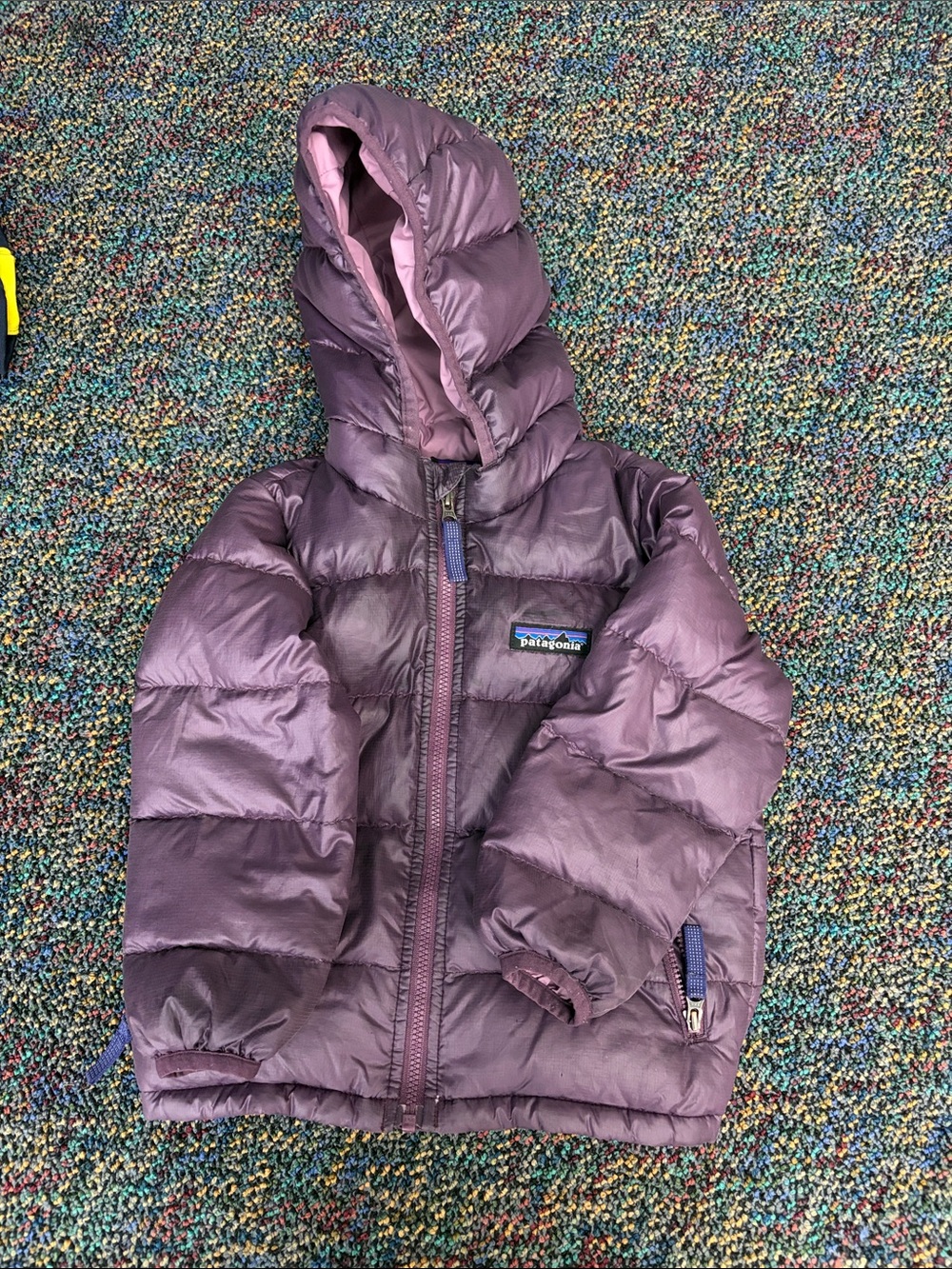 Patagonia Kids Purple Hooded Puffer Coat